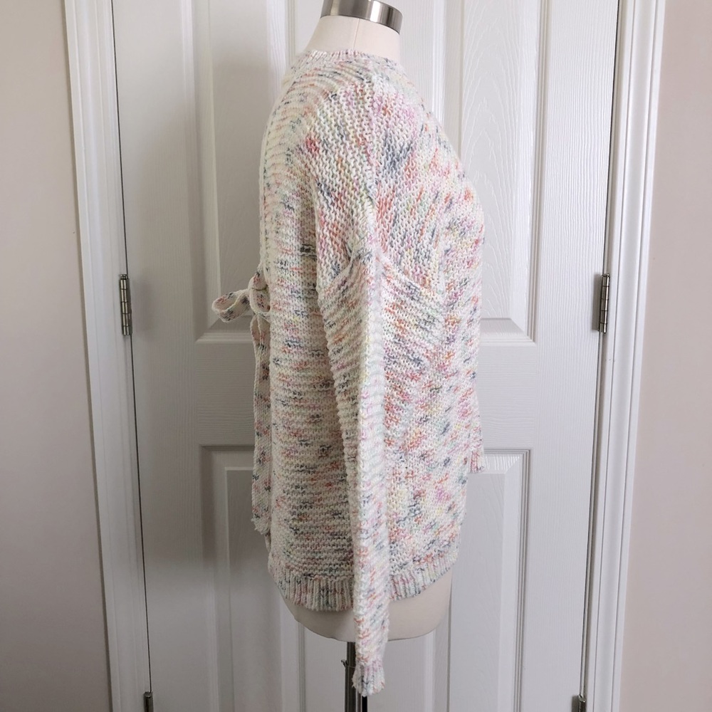 Aerie Open Tie Back Multicolored Knit Crew Neck Pullover Sweater Size Small NWT - Picture 3 of 11
